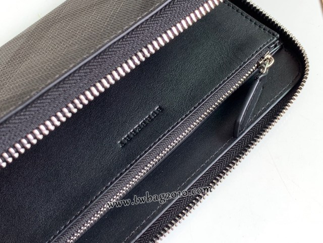 Burberry專門店新款大號男士手包 巴寶莉原廠pvc煙熏格紋拉鏈長錢包 yxb1465